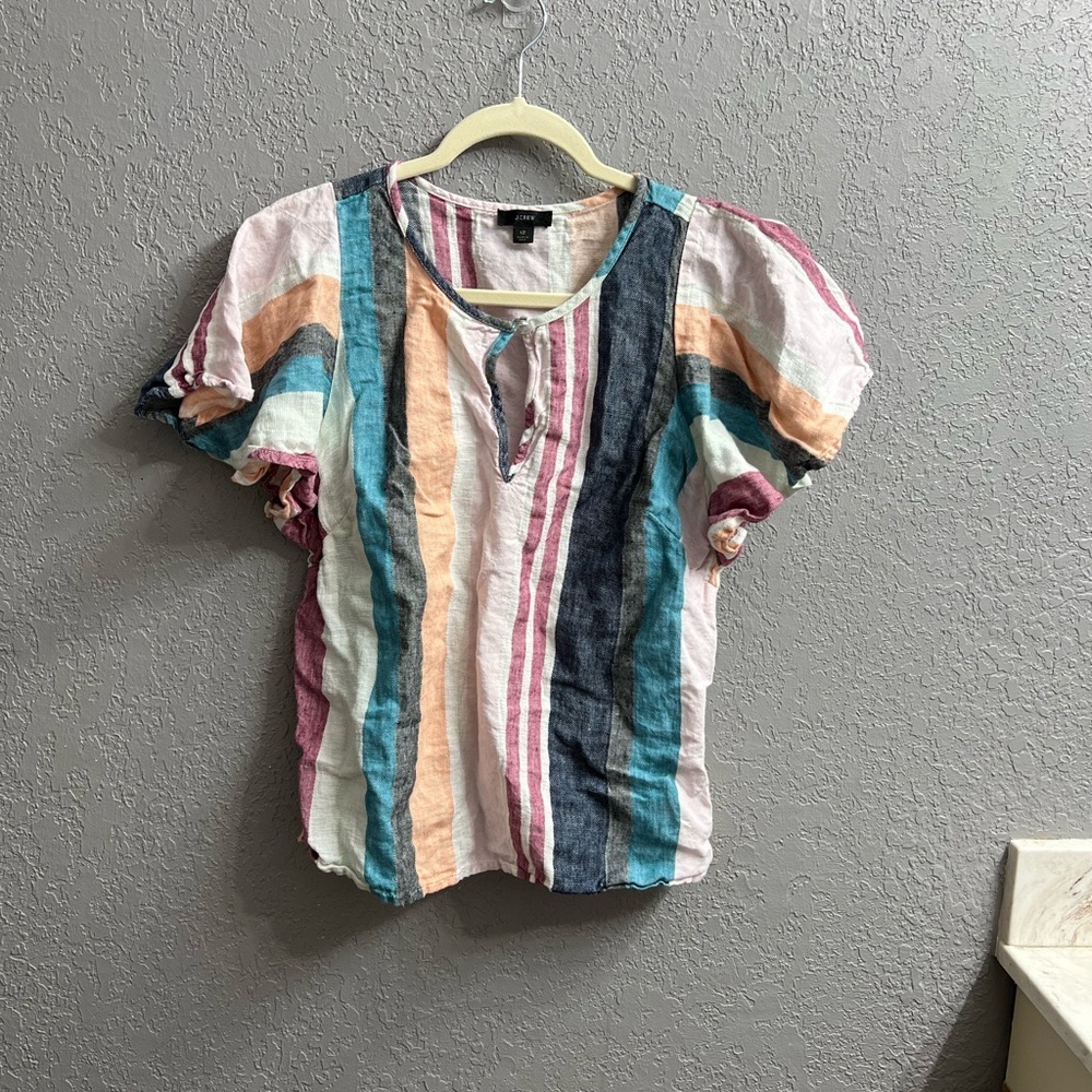 J Crew Striped Multicolor Blouse